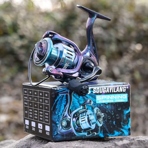 Sougayilang Chameleon Paint Spinning Fishing Reel,Super Powerful Smooth Drag with 11+1 Ball Bearings from 1000 to 4000 Ser...