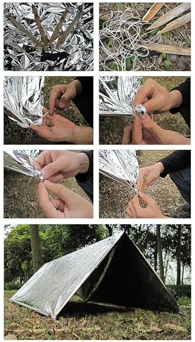 MIXIAO Emergency Foil Thermal Blanket (Pack of 25), 210 x 160 cm (82" x 63") Emergency shelter Survival Reflective Blanket...