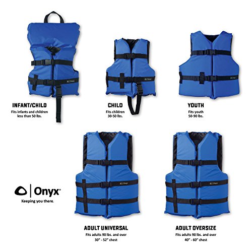 ONYX General Purpose Boating Life Jackets (Oversize, Red and Blue)