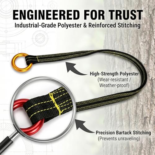 Feiyagoo Tree Arborist Friction Saver Tree Climbing Cambium Saver Loop Belt Sling Retrievable Anchor 35.4 inch/43 inch