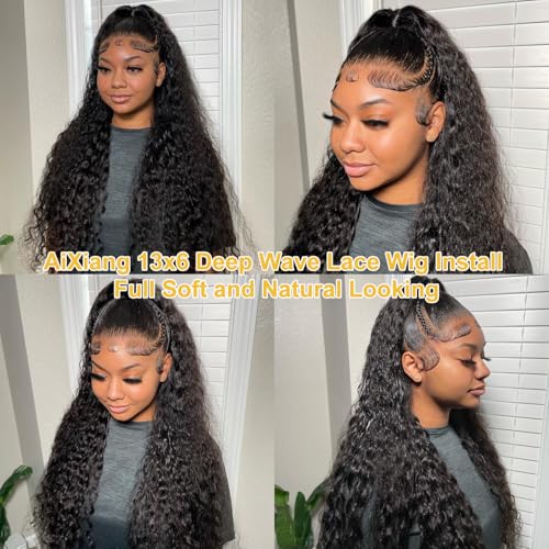 16 Inch Curly Lace Front Wigs Human Hair 13x6 Deep Wave Lace Front Wigs Human Hair Curly Wig 13x6 Lace Front Wigs Virgin Remy Human Hair Wig for Women Deep Wave 13x6 Frontal Wig