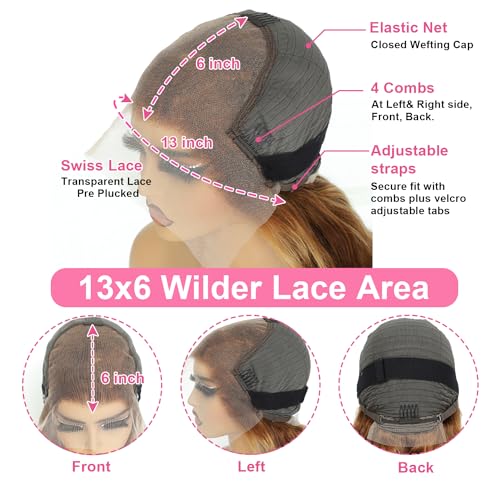26 Inch 13x6 Highlight Ombre Deep Wave Lace Front Wigs Human Hair Pre Plucked #4/27 Colored Glueless Wigs Water Wave Honey Blonde Curly Lace Frontal Wigs Human Hair for Women