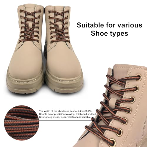 1 Pair Round Boot Laces, Heavy Duty and Durable Shoelaces Shoe Strings for Outdoor Hiking Walking Shoelaces-Brown