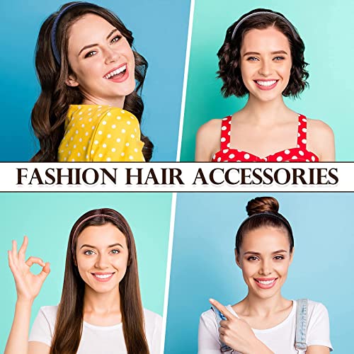 WOVOWOVO 7mm Thin Headbands For Women, 12 Pcs Plastic Headband with Teeth Head Bands Combing Hairbands Hair Accessories fo...