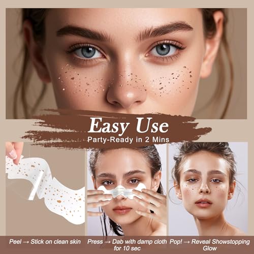 Glitter Freckles Face Tattoo, 30PCS Gold Body Glitter Temporary Tattoos Sparkle Patches for Women, Waterproof Fake Freckle...