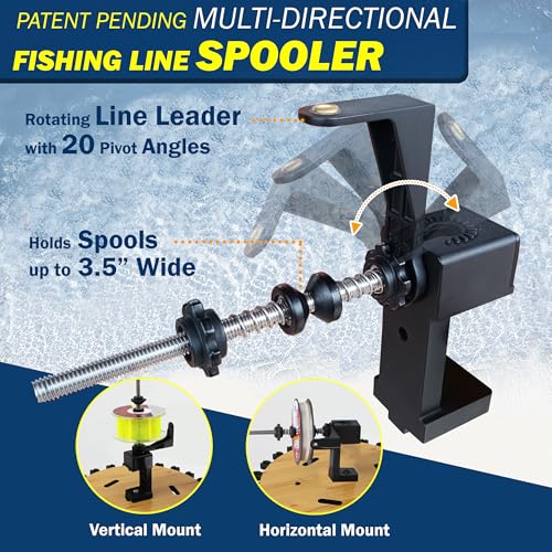 Rush Creek Creations 24-Rod Round Spinning Fishing Pole Holder with Built-in Line Spooler, 360° Access Fishing Rod Holder ...