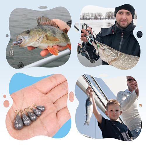 MYLPRETALE 26Pcs Fishing Weights Sinkers Kit, Drop Shot Weights, Lead Fishing Weights for Saltwater Freshwater, Catfish We...