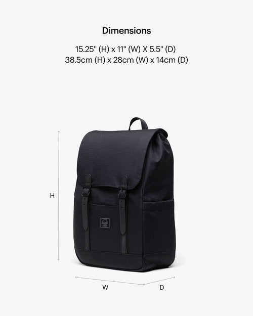 Herschel Supply Co. Retreat Backpack, Black Tonal, Small-17L