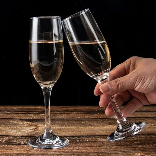 UMEIED Set of 16 Champagne Glasses, Champagne Flutes with Classic Shape, Long stem Sparkling Wine glasses for Wedding, Res...