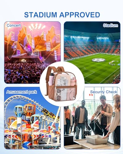 UEASE Clear Backpack for Stadium Events, 12x12x6 Small Clear Plastic bag with Reinforced Straps for Game Security Festival...