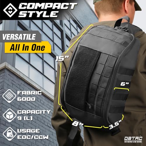 DBTAC Compact 9L Tactical Sling Bag with Removable Elastic Organizer Panel, Everyday Carry Shoulder Pack for EDC Tools, Fi...