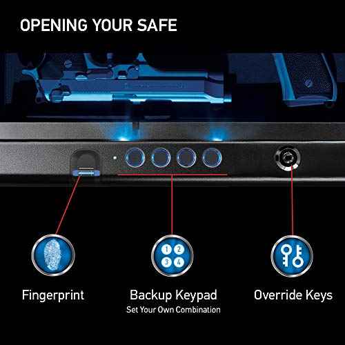 SentrySafe Biometric Gun Safe for Handguns, Fingerprint Gun Safe with Interior Light, 2 Handgun Capacity, Firearm Storage with Bolt Down Kit, QAP2BLX
