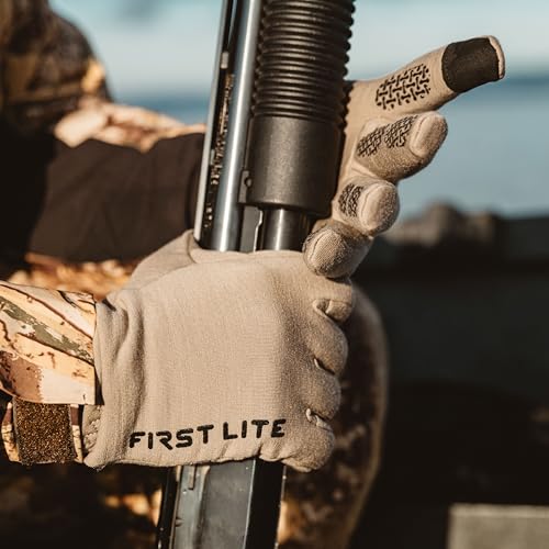 First Lite Rugged Wool Fleece Glove - Heavyweight Merino Wool Hunting Gloves with Silicone Grip and Touchscreen Compatible