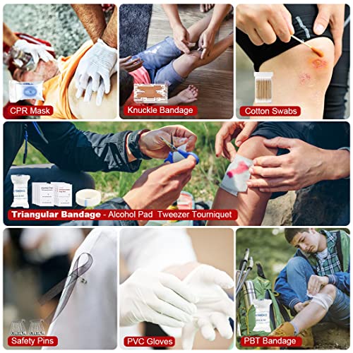 Survival Kits,222 PCS Emergency Survival Gear First Aid Kits with Molle System Compatible Bag Outdoor Camping Gear Emergen...