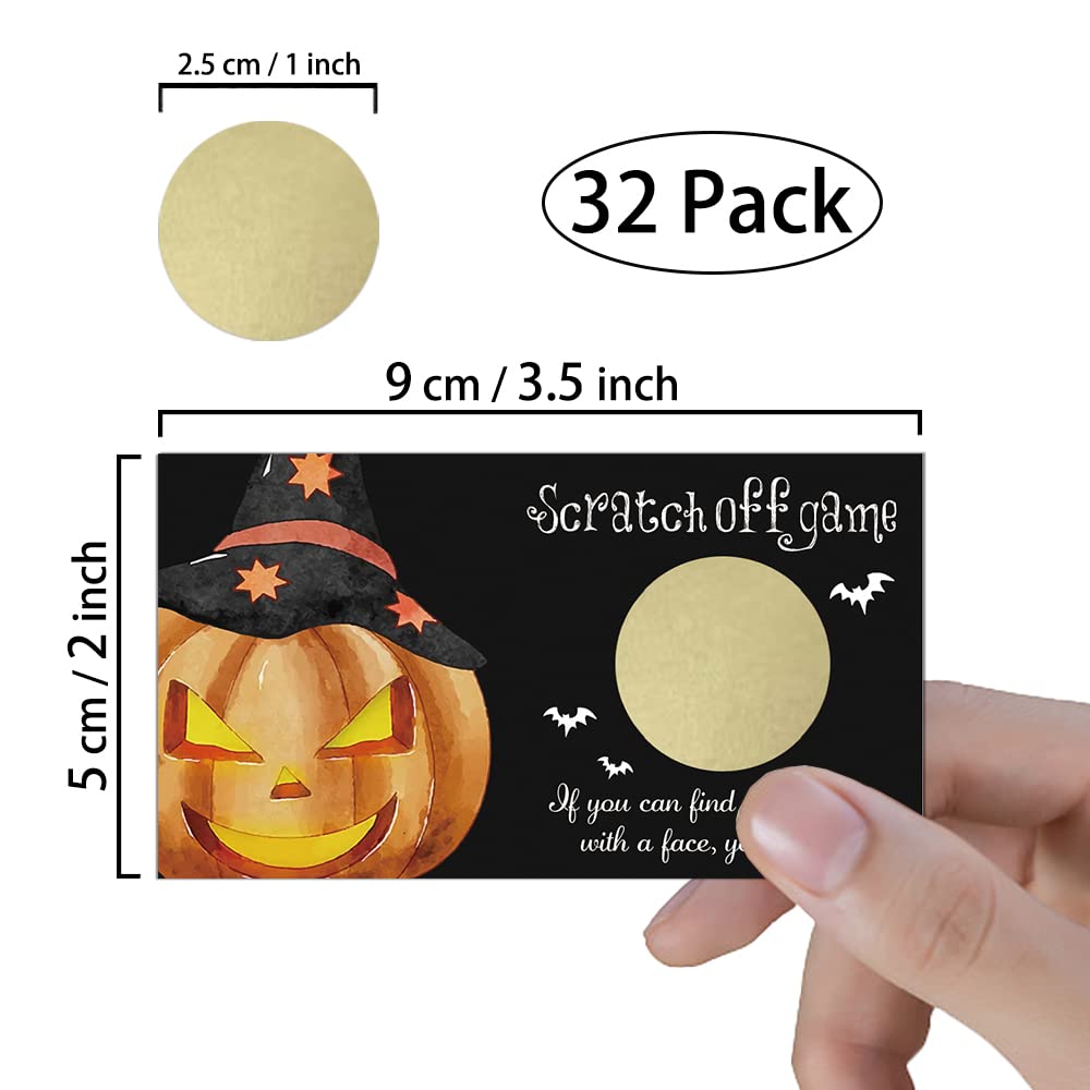 REWIDPARTY Pumpkin Party Game Scratch Off Cards(32 PCS) Funny Halloween Activity for Groups Kids Adults Pumpkin Baby Shower Games Vouchers Festive Raffle Tickets Halloween Holiday Games Supplies