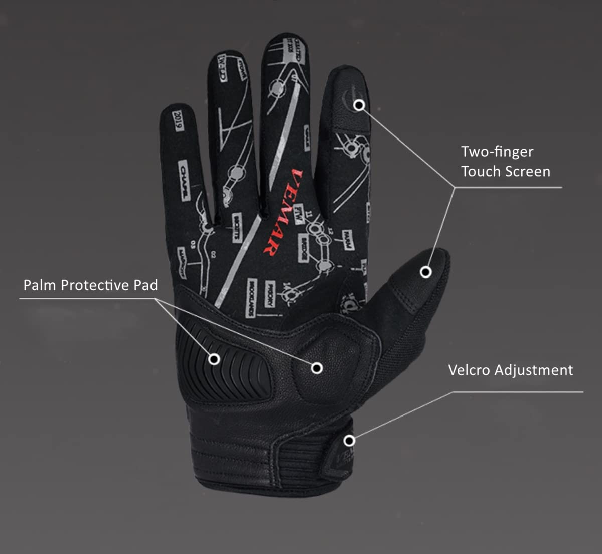 EXCEREY Skull Ghost Touchscreen Compatible Riding MTB Bike Gloves for Running Climbing Riding Biking Outdoor Sports, Gift for Men Women(Black, Size L)