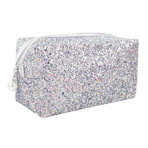 RIAH FASHION Pouch Clutch Organizer Bag - Travel Cosmetic Makeup Toiletry Jewelry Cute Sequin Purse Adjustable Strap (Glit...