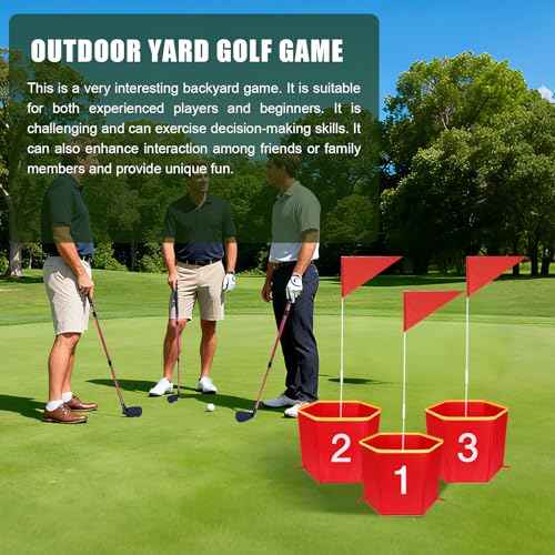 Backyard Golf Game,3pcs Golf Yard Game,with 2 Adjustable Clubs,Suitable for Lawns,Outdoors,Parks and Beaches