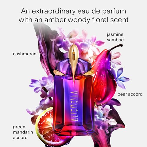 Mugler - Alien Hypersense - Eau de Parfum - Womens Perfume - Floral Woody Scent - Refillable - With Green Mandarin, Pear Accord, Jasmine, & Cashmere - 0.33 Fl Oz