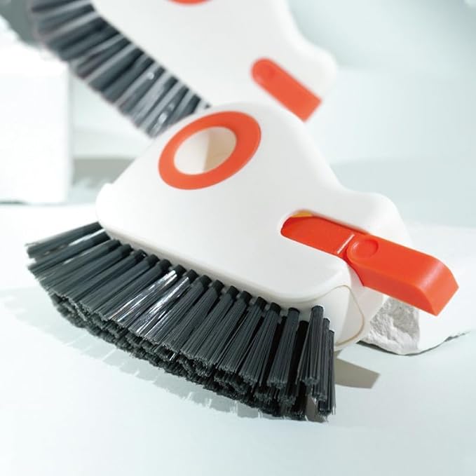 2 in 1 Groove Cleaning Brush Window Track Cleaning Tools, 2025 New Hard Bristle Crevice Cleaning Brush with Hidden Scraperfor Sliding Door Track, Window Sill, Shutter Door(Orange,2pcs)