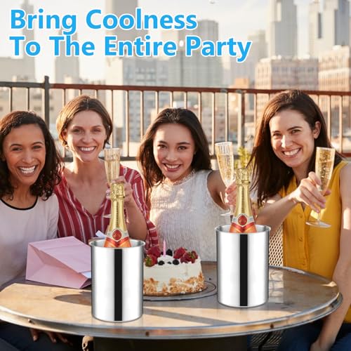 6 Pack Wine Chiller Bucket 750 ML Champagne Bucket Stainless Steel Wine Chillers for Bottles Keeps Cold for Hours Cooler I...