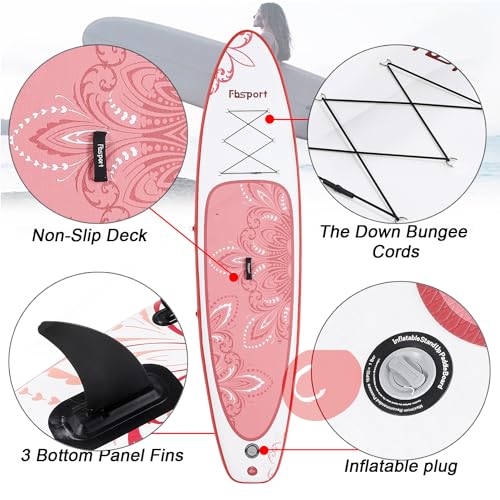 FBSPORT 11' Premium Stand Up Paddle Board with Durable SUP Accessories & Carry Bag for Youth & Adult, 20PSI High Pressure ...