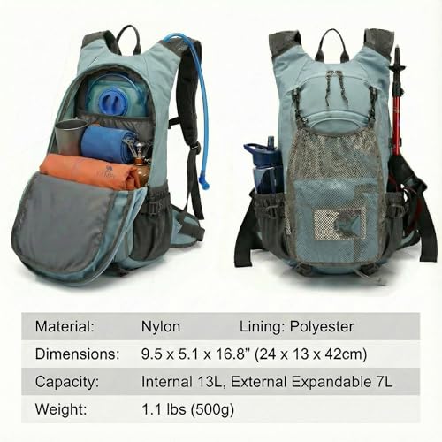 Latlonix DIY Friendly Backpack with Blank Front for Embroidery, 20L Hydration Ready Pack with Deployable Net, Custom Gear ...