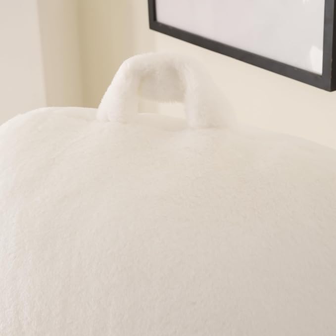 PAJEO Reading Pillow for Sitting in Bed, Large Backrest Reading Pillow with Arm Rest,Back-Rest Support Cushion for Sit Up on Couch, Sofa, and Floor, Dorm Essentials (White Faux Fur, Standard(17"))