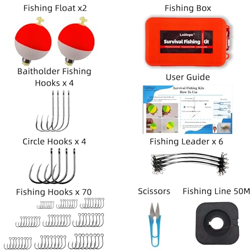 LoDinpo Mini Survival Fishing Kit Small Emergency Fishing TackleBox Pocket Outdoor Fishing Set Travel Party Fishing shoebo...
