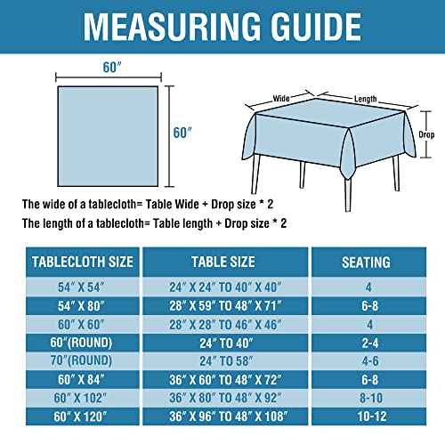 H.VERSAILTEX Linen Textured Tablecloth 60 x 60 Waterproof Decorative Table Cloth Spill-Proof Linen Look Cover for Party Table Extra Soft and Thick Fabric Wrinkle Free, Heather Aqua Gray