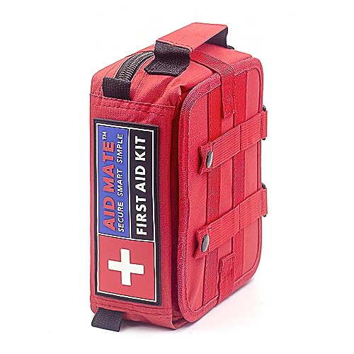 AID MATE Pro First Aid Kit with Molle System Portable Emergency Survival Kits Trauma Medical Kit for Home, Office, Car, Ou...