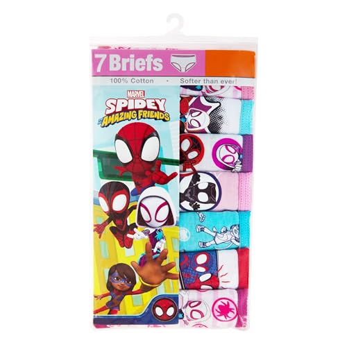 Marvel Spiderman & Ghost Spider Exclusive Toddler Panties, Girl Short & Potty Training Pants, 7-Pack