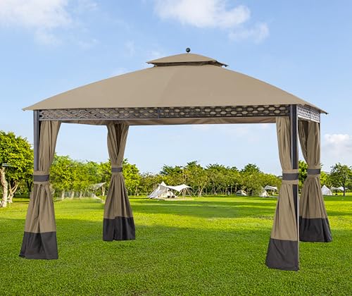 JANCANOPY Replacement Cover for 10X12Ft Oakmont Gazebo L-GZ1188PST-A,Pinehurst Gazebo L-GZ1188PST,Khaki