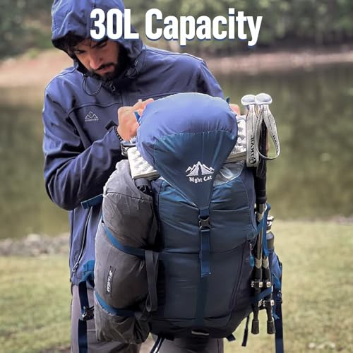 Night Cat Sleeping Bag with Internal-Frame Hiking Backpack 30L for Adults Ultralight Wearable Quilt 3 Seasons Suitable for...