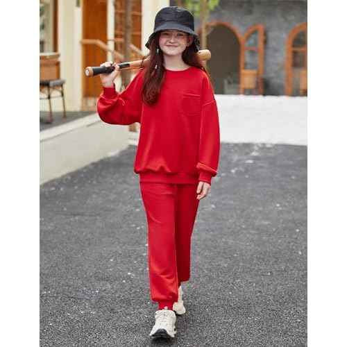 Arshiner Girls Clothes 2 Piece Fashion Fall Outfits Oversize Pullover Sweatshirt and Sweatpant Sweatsuit Sets with Pockets