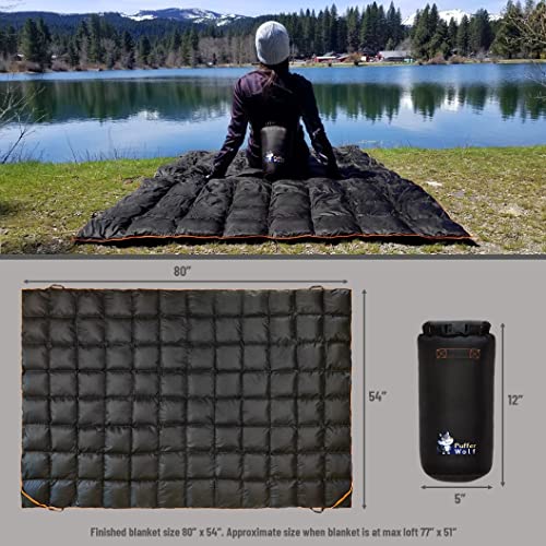 Puffer Wolf | Extra Large Double Insulated Outdoor Camping Blanket | 2X Puffy, Warm, Packable, Weatherproof, Durable, and ...