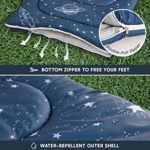 Wake In Cloud - Kids Sleeping Bag for Boys Toddlers, Camping in Warm Cold Weather, Backpacking Lightweight Compact Outdoor...