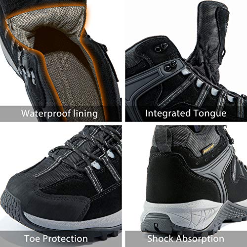 wantdo Men's Winter Waterproof Ankle-High Hiking Boots Lightweight Non-Slip Outdoor Shoes