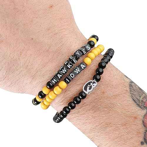 FOCO NCAA unisex-adult NCAA College Team Logo Officially Licensed 3-Pack Beaded Friendship Bracelets