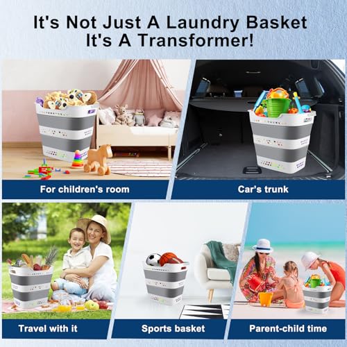 Collapsible Laundry Basket Foldable Pop-Up Laundry Hamper with Comfort Handles Portable Plastic Laundry Storage Basket Org...
