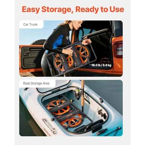 VEVOR 300lbs Kayak Cart, All-Terrain Super Duty Trolley Cart, Canoe Cart Dolly with 15-inch No-Flat Solid Rubber Tires and Kickstand, Quickly Assembles & Disassembles, for Kayaks, Canoes, Paddleboards