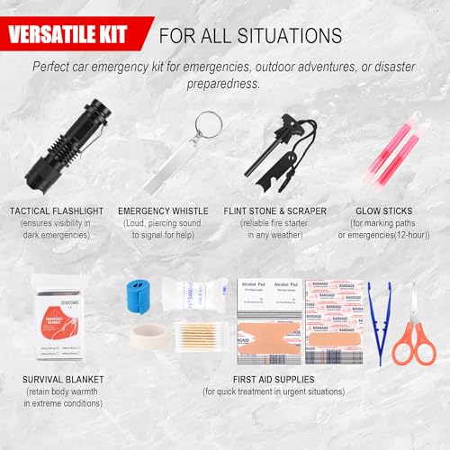 Gifts for Men Christmas 146Pcs Survival Kit First Aid Kit, Emergency Kit with Survival Tools, Medical Supplies for Campin...