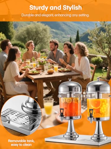 Beverage Dispenser, 4.5 Gallon Drink Dispensers for Parties, Stainless Steel Drink Dispenser with Ice Core, Drip Tray, Bev...