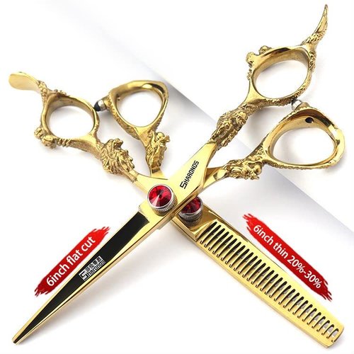 Gold Dragon Professional Hairdressing Scissors - 7/7.5/8 Inch, Gold and Black, 6 Inch 3-Piece Set