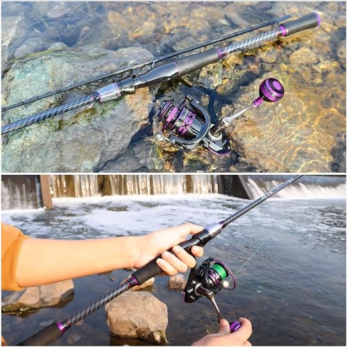 Sougayilang Spinning Fishing Combos, Carbon&Glass Fiber Composite 2 Piece Fishing Rods with 2000 Size Spinning Reel- 6'0"