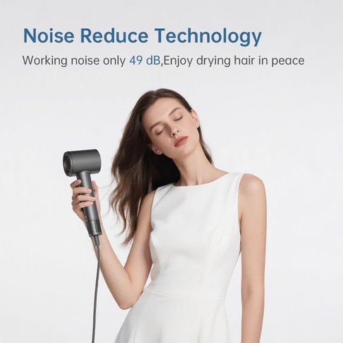 Dametol Professional Travel Hair Dryer - 110000RPM Brushless Motor, Quiet 49dB,Lightweight 0.83lbs, Negative Ion, UL Certified Fast Drying Blow Dryer with Magnetic Nozzle (B11)