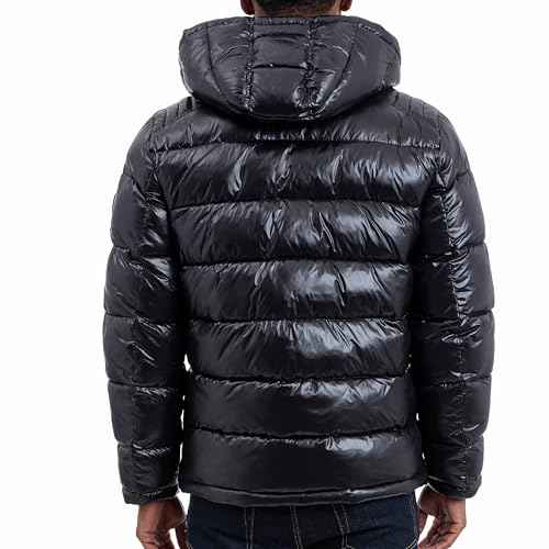 Michael Kors mens Shine Hooded Puffer Jacket, Heavy Winter Jackets for Men, Water Resistant