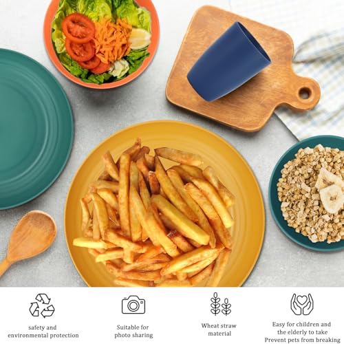 Premium Wheat Straw Dinnerware Sets for 4,Dishwasher & Microwave Safe Plates and Bowls Sets 20-Piece, Unbreakable and Ligh...