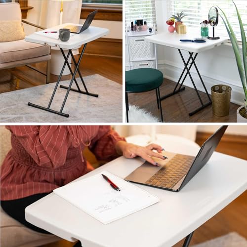 LIFETIME 28240 Adjustable Folding Laptop Table TV Tray, 30 Inch Almond