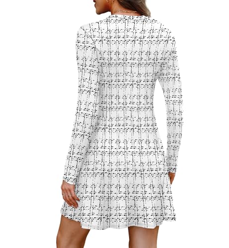 OFEEFAN Fall Dresses for Women 2025 Long Sleeve Crew Neck Sweater Dress
